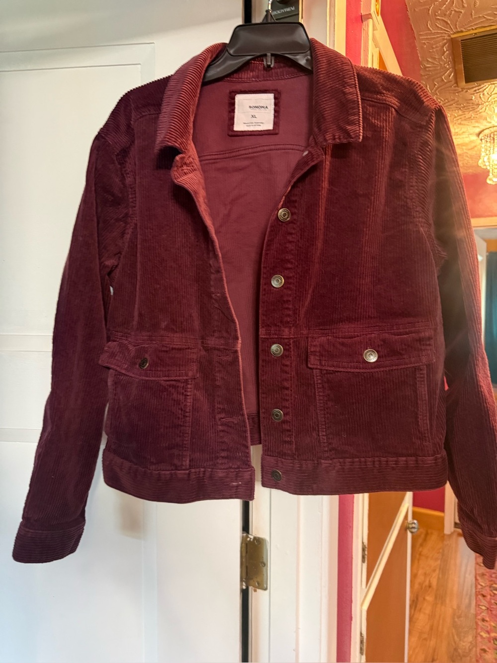 Corduroy Trucker Jacket in Burgundy -